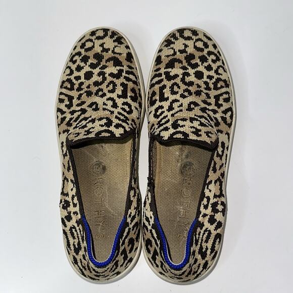 Rothy's Womens The Slip On Sneaker Camo Cat Size 7.5 Leopard Print Tan Casual - Picture 2 of 8